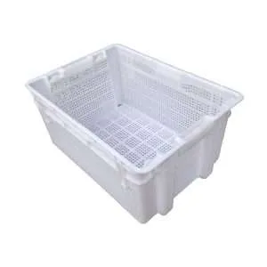 Une caisse en plastique réversible blanche pour légumes.