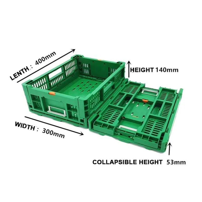 Una caja plegable verde desplegada y otra plegada.