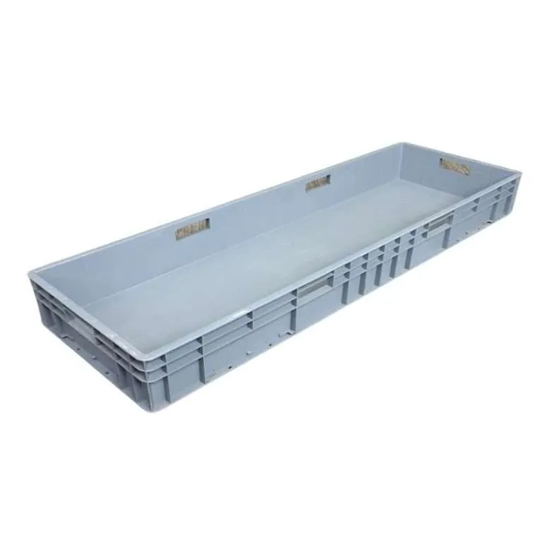 Um contêiner Euro Solid cinza com dimensões de 120 x 40 x 12 cm