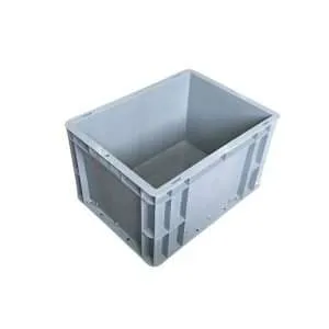 A grey 40*30*23cm plastic euro container.