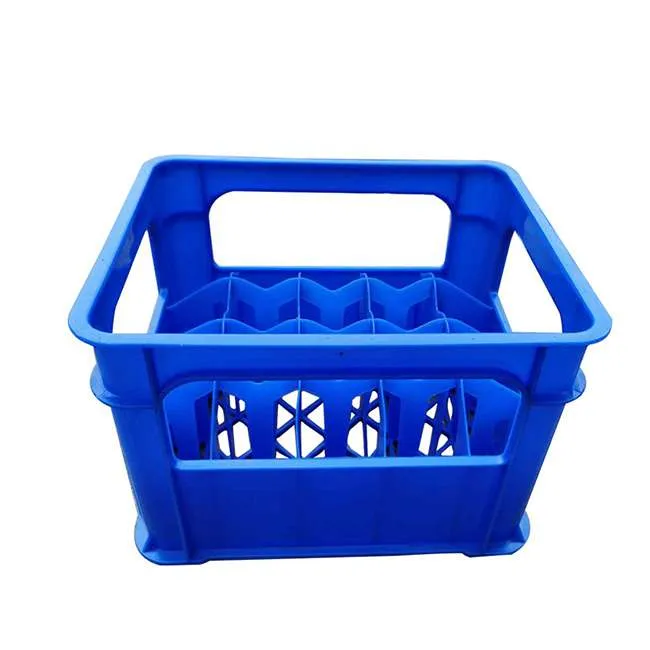 a blue Plastic Bottle Crate