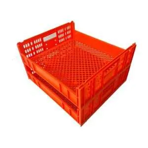 two red plastic bread crates