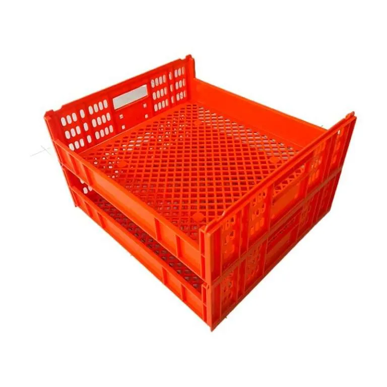 two red plastic bread crates