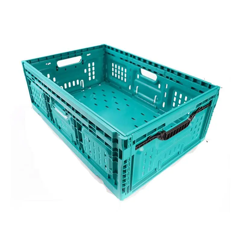 a green folding crate