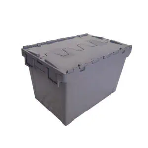 un récipient gris avec couvercle attaché