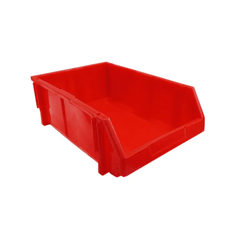 un recipiente de piezas rojo