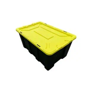 Bac de rangement de 27 gallons, noir avec couvercle jaune