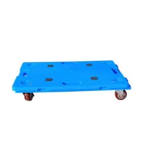 a blue platform dolly