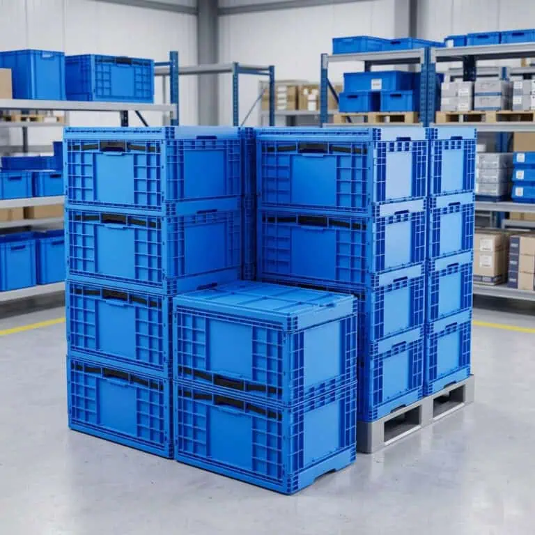 contenants pliables dans l'entrepôt