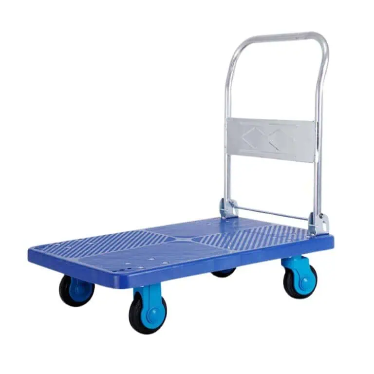 un carrito plegable azul