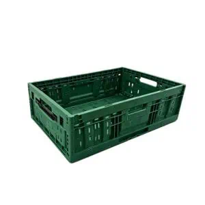 une caisse en plastique verte pliable pour un système de mise en commun